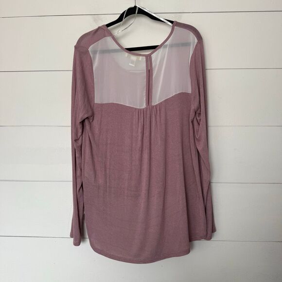 Forever 21 Plus Size Women’s 1X Pink Sheer Longsleeve New - Picture 3 of 4
